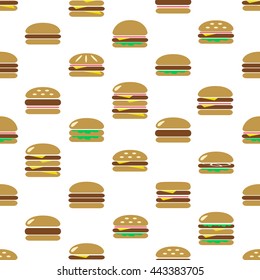 colorful hamburgers types fast food modern simple icons seamless pattern eps10