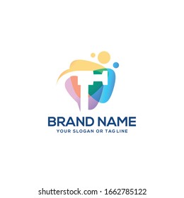 colorful hammer design vector template