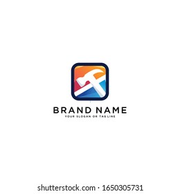 colorful hammer logo design vector template