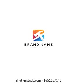 colorful hammer logo design vector template