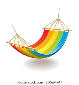 Colorful hammock isolated on white photo-realistic vector illustration