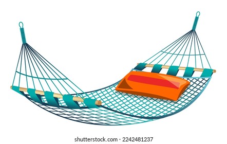 colorful hammock on beach isolated