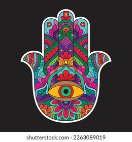 Colorful Hamsa hand stock illustration vector