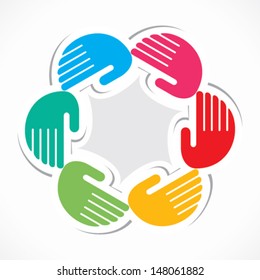 colorful hand arrange in round manner vector