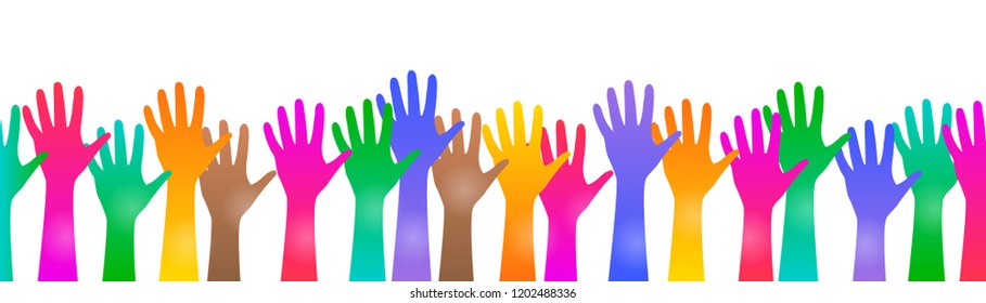Hands Silhouettes Horizontal Border Decoration Element Stock Vector ...