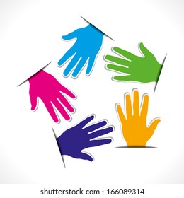 colorful hand design pentagon shape vector