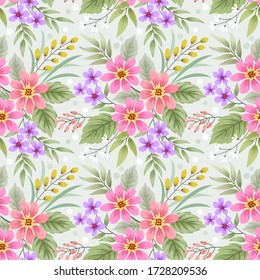 Colorful hand draw flowers seamless pattern for fabric textile wallpaper.