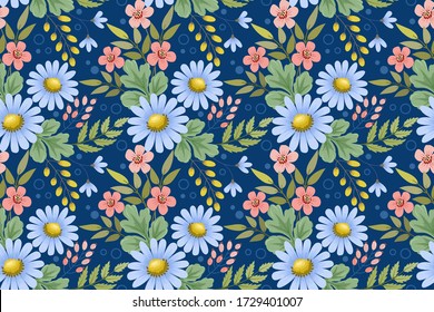 Colorful hand draw flowers seamless pattern for fabric textile wallpaper.