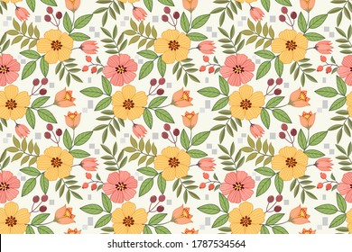 Colorful hand draw flowers seamless pattern for fabric textile wallpaper.