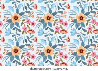 Colorful hand draw flowers seamless pattern. This seamless pattern is suitable for fabrics, textiles, gift wrapping, wallpaper, background, backdrop or whatever you want to create.