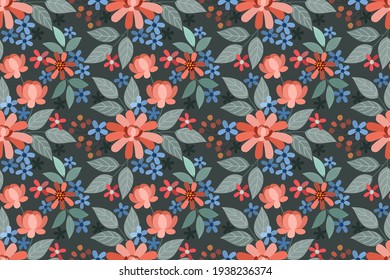 Colorful hand draw flowers seamless pattern for fabric textile wallpaper.
