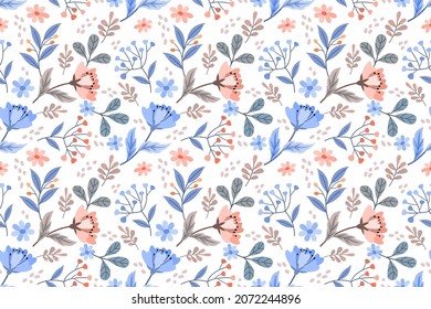 Colorful hand draw flowers seamless pattern for fabric textile wallpaper.