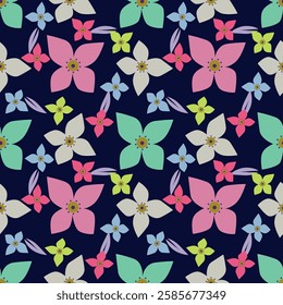 Colorful hand draw flowers seamless pattern for fabric textile wallpaper.