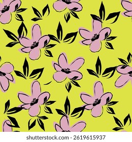 Colorful hand draw flowers seamless pattern for fabric textile wallpaper.
