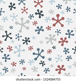 Colorful Hand Drawing Snowflakes Vector Background Seamless Pattern