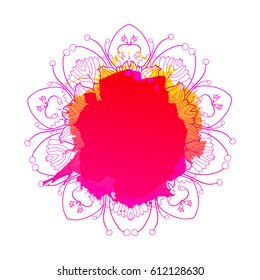 Colorful hand drawn abstract background in different colorsand mandala motives. Festival of colors. Vector illustration. Usable for banners, greeting cards, flyers and posters.