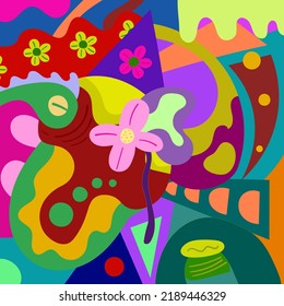 Colorful Hand Drawn Abstract Doodle Illustration