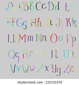 Colorful hand drawn colorful alphabet made in vector. ABC for your design. Easy to use and edit letters. 