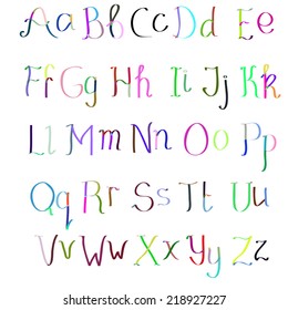 Colorful hand drawn alphabet made in vector. ABC for your design. Easy to use and edit letters. 