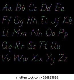 Colorful hand drawn alphabet made in vector. ABC for your design. Easy to use and edit letters. 