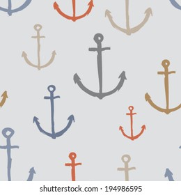 colorful hand drawn anchor silhouette seamless pattern