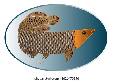 Colorful Hand drawn arowana fish. Vector Illustration. for logo or other design. 