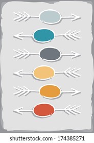 colorful hand drawn arrow shaped label set isolated on gray background with place for your text 