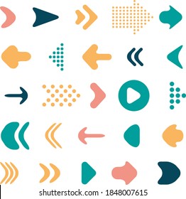 colorful hand drawn arrows on white background.