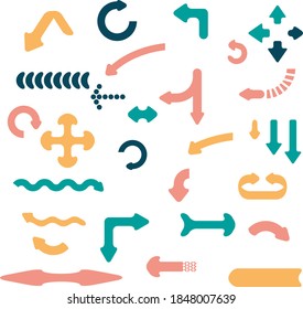 colorful hand drawn arrows on white background.