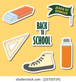 Colorful hand drawn back to school stickers design