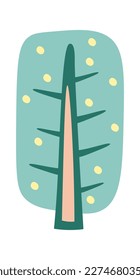 Colorful hand drawn blooming tree flat icon. Vector illustration