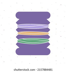Colorful hand drawn bobbin for threads on white background
