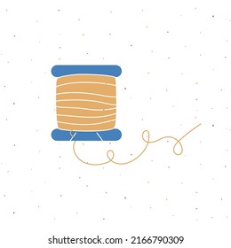 Colorful hand drawn bobbin for threads on white background