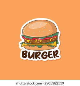 Colorful hand drawn burger sticker