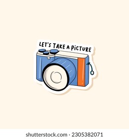 Colorful hand drawn camera sticker illustration