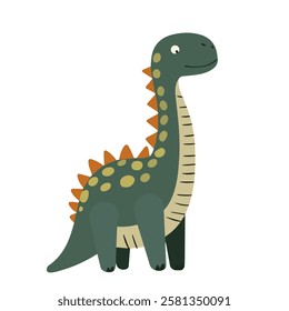 Colorful hand drawn cartoon dinosaur illustration. Perfect for children's materials, education, books, holiday decor, clothing.