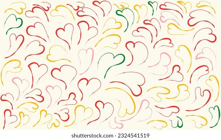 colorful hand drawn children's love doodle pattern