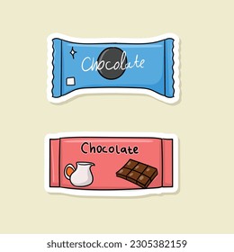 Colorful hand drawn chocolate stickers collection