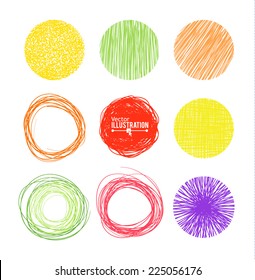 Colorful Hand drawn circle banners. Vector illustration.