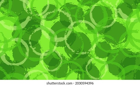 Colorful hand drawn circle stamps textile print. Round shape splotch overlapping elements vector seamless pattern. Grunge texture circle stamps textile print.
