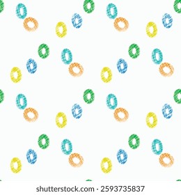 Colorful hand drawn circles background. Watercolor modern abstract shapes and circles, doodles colorful seamless pattern. Painted hand drawn vector. Trendy graffiti style arrangement art design.