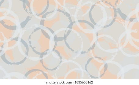 Colorful hand drawn circles geometry fabric print. Round shape stain overlapping elements vector seamless pattern. Grunge texture circles geometry fabric background.