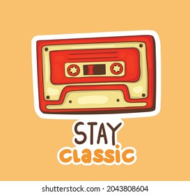 colorful hand drawn classic cassette stickers