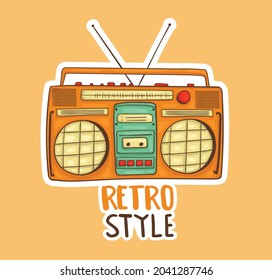 colorful hand drawn classic radio stickers