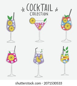 Colorful Hand drawn Cocktail collection