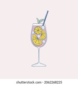 Colorful hand drawn cocktail illustration