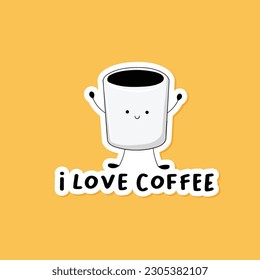 Colorful hand drawn coffee sticker