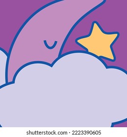 Colorful hand drawn cute card with moon and heart, Sweet dreams vector illustration EPS