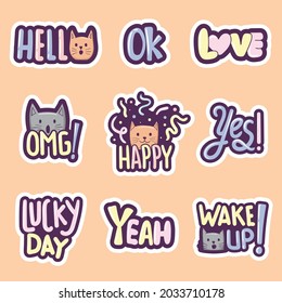 Colorful hand drawn cute stickers
