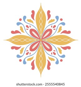 Colorful hand drawn decorative element. Template for print, banner, poster, invitation. Isolated vector illustration